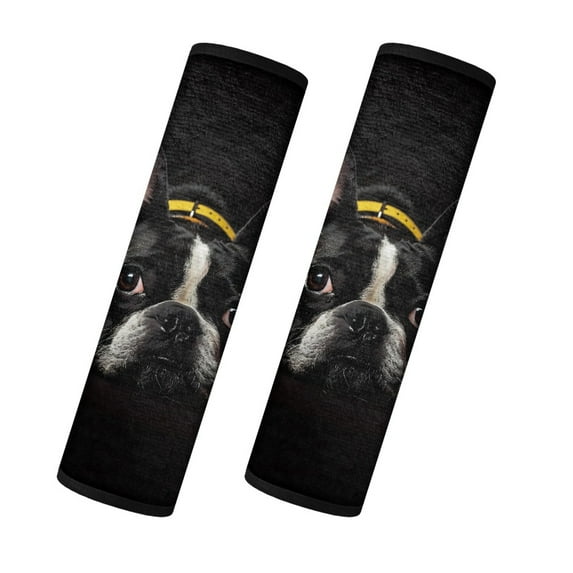 Yuyamidu Boston Terrier Car Seat Belt Cover for Adults Seat Belt Cover Pad Black Auto Seatbelt Accessories Set of 2 Soft Car Seat Belt Cushion Pad for SUV Truck Sedan