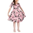 thumbnail image 1 of Yuyamidu Boston Terrier Midi Dress for Girls 3-4 Years Old Pink Butterfly Short Sleeve Skater Dresses Fashion Black Kids Summer Clothes for School Vacation Party, 1 of 6