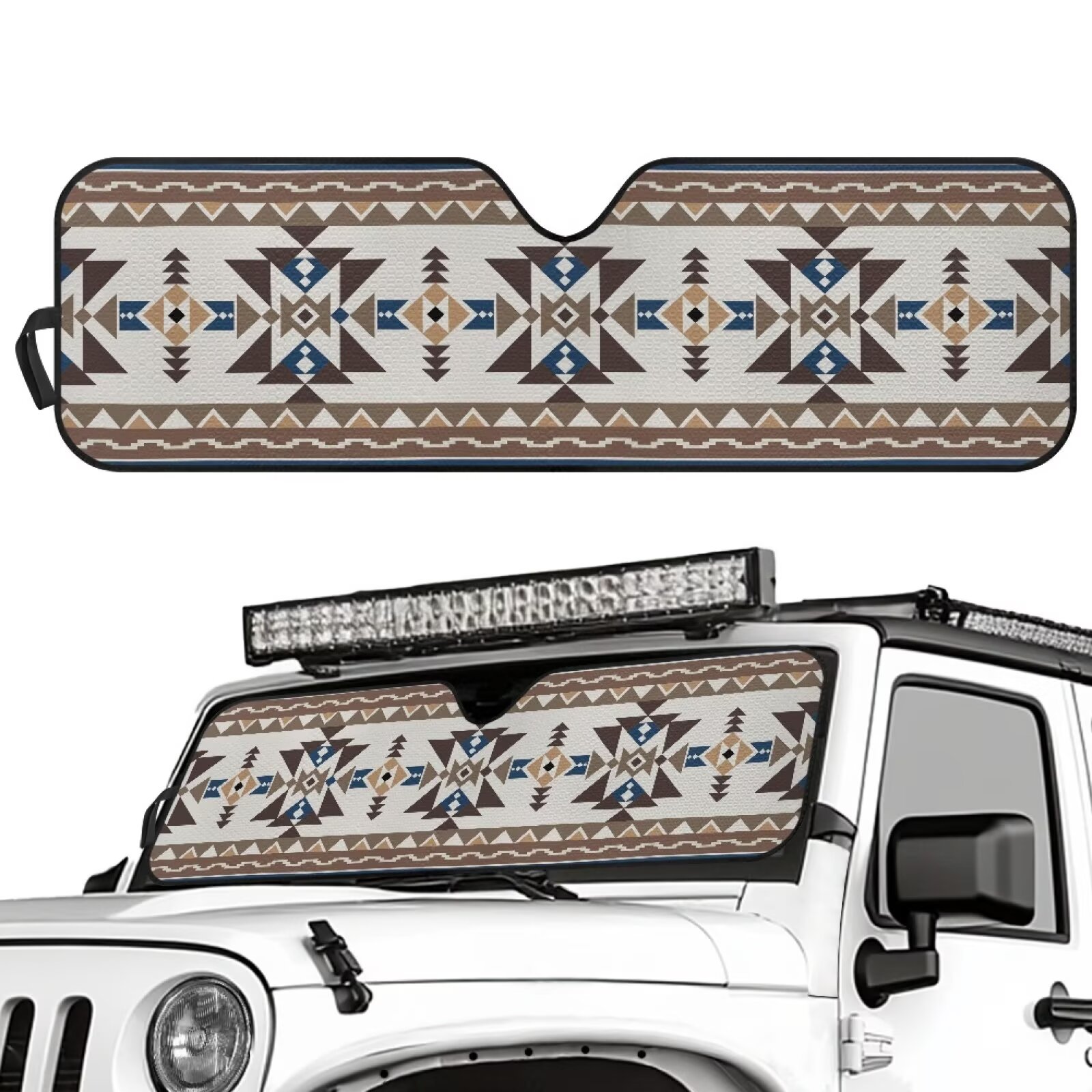 Yuyamidu Brown Aztec Ethnic Windshield Sun Shade for Wrangler Rubicon ...