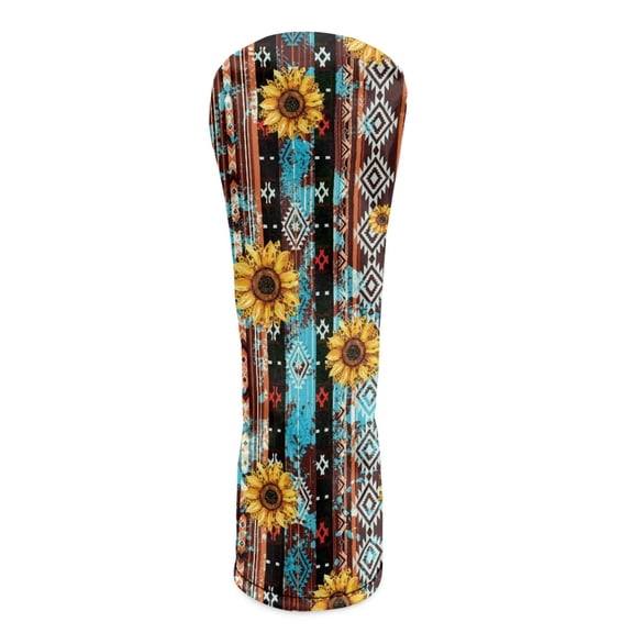 Yuyamidu Brown Aztec Golf Club Head Cover for Golf Head Sunflowers Waterproof Golf Head Cover for Driver/Fairway Wood/Hybird Club Protection, PU Leather