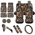 thumbnail image 1 of Yuyamidu Brown Aztec Horse Car Seat Cover Full Set of 15 Brown Car Floor Mats with Steering Wheel Cover Seatbelt Pads Handbrake Cover Set Coasters, 1 of 6