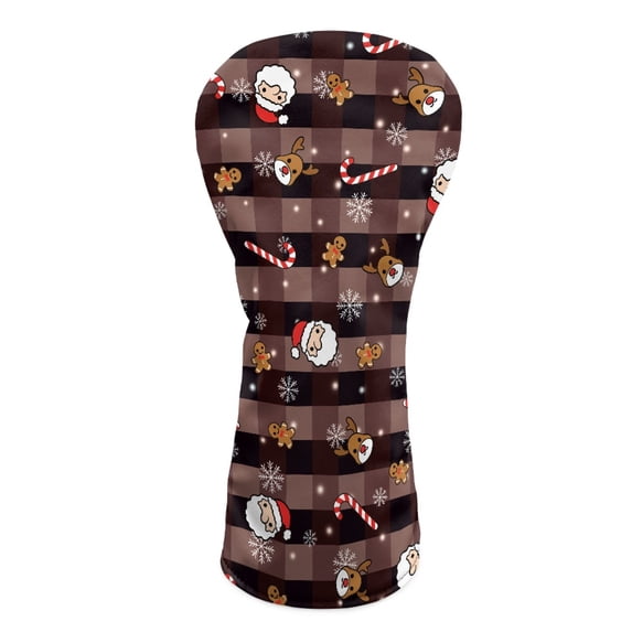 Yuyamidu Brown Buffalo Grid Golf Club Head Cover with Soft Lining Christmas Driver Fairway Wood Hybrid Headcover PU Leather Golf Club Cover for Men Women Gift for Golfers