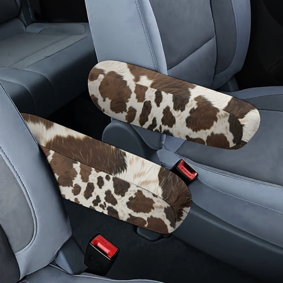 Yuyamidu Brown Cow Print Car Seat Armrest Covers Reusable Armrest Protector Covers 2 Pcs Elastic Car Armrest Handle Cover SUV Truck Van Armrest Covers Accessories