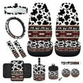 thumbnail image 1 of Yuyamidu Cow Print Car Front Seat Cover Set with Steering Wheel Cover Red Aztec Seat Belt Pads Armrest Cover Coasters Trash Bag Air Vent Storage Bag Rearview Mirror Cover Keychain, 12 Pack, 1 of 7