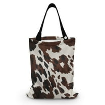 Yuyamidu Brown Cow Print Car Trash Bag for Trucks Cars SUVs Hanging Auto Storage Bag Travel Accessories Portable Vehicle Trash Can with Adjustable Button