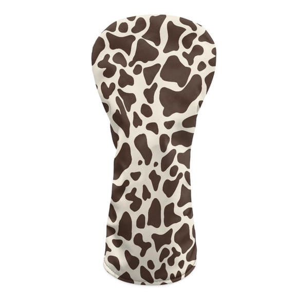 Yuyamidu Brown Cow Print Golf Club Head Covers PU Leather Golf Head Covers Driver Covers Fariway Wood Headcover Hybrid Covers Cute Golf Headcover