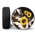 thumbnail image 1 of Yuyamidu Brown Cow Print Spare Tire Cover Sunflower Wheel Cover for, Trailer, RV, SUV, Truck and Many Vehicle 14-19" Fits for Tire Diameter 60-89cm, 1 of 5