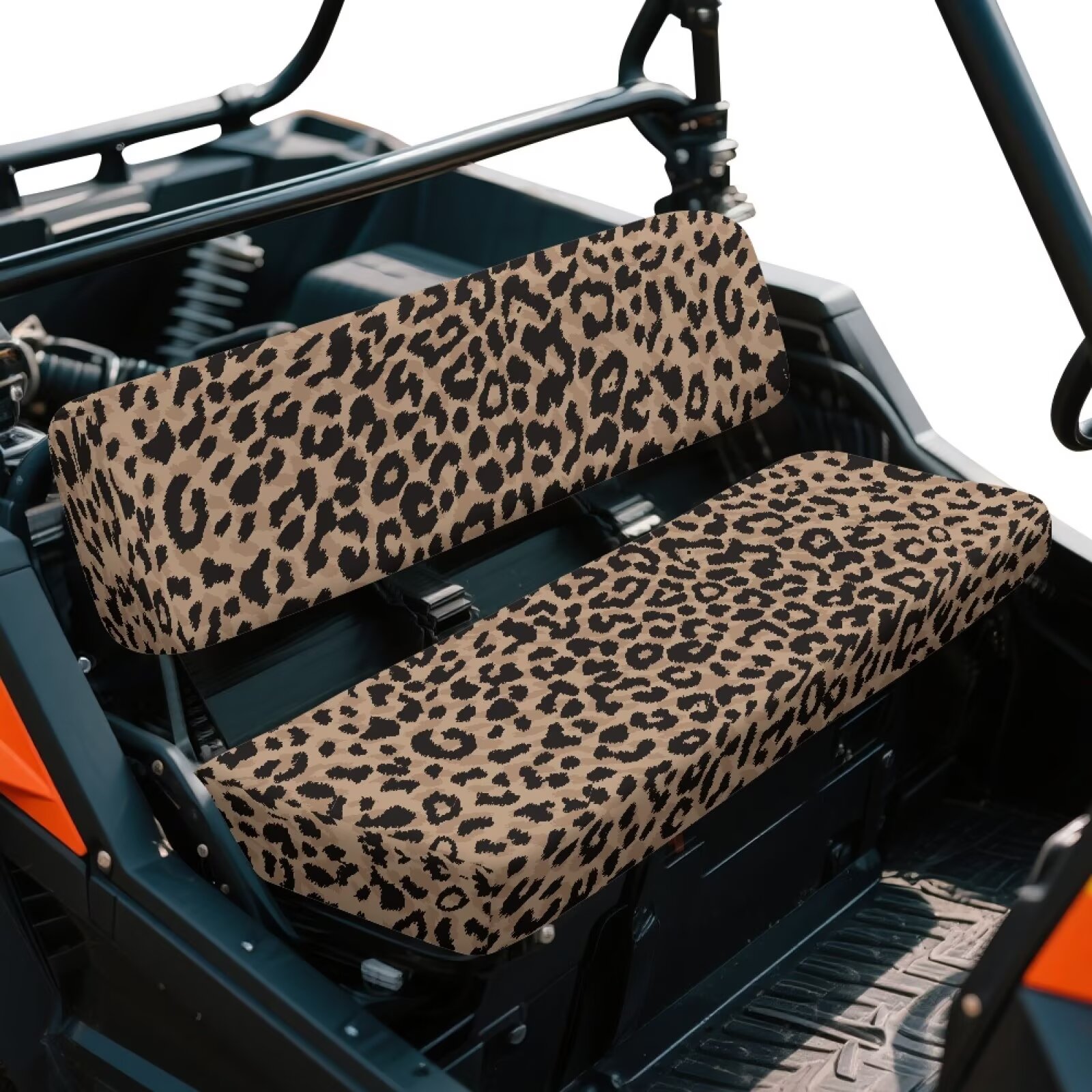 Yuyamidu Brown Leopard Print UTV Seat Cover 2 PCS Mule Bench Seat Cover Compatible with Kawasaki Mule 3000 3010 3020 4000 4010 2001-2023 2025 UTV Accessories