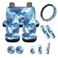 thumbnail image 1 of Yuyamidu Butterfly Car Seat Cover Full Set with Steering Wheel Cover Blue Marble Print Seat Belt Pad Cup Coasters Key Chain Fit Most Vehicles, 12 PCS, 1 of 6