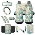 thumbnail image 1 of Yuyamidu Butterfly Car Seat Cover Set for Women Flower Steering Wheel Cover Seat Belt Cover Trash Can Rearview Mirror Cover Coasters Center Console Pad Gear Shift Knob Cover Set, 14 Pack, 1 of 7