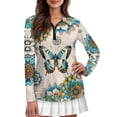 thumbnail image 1 of Yuyamidu Butterfly Golf Top for Women Golf Shirts Boho Flowers Long Sleeve Collared Tennis Shirt Comfy Quarter Zip Activewear Size L, 1 of 8