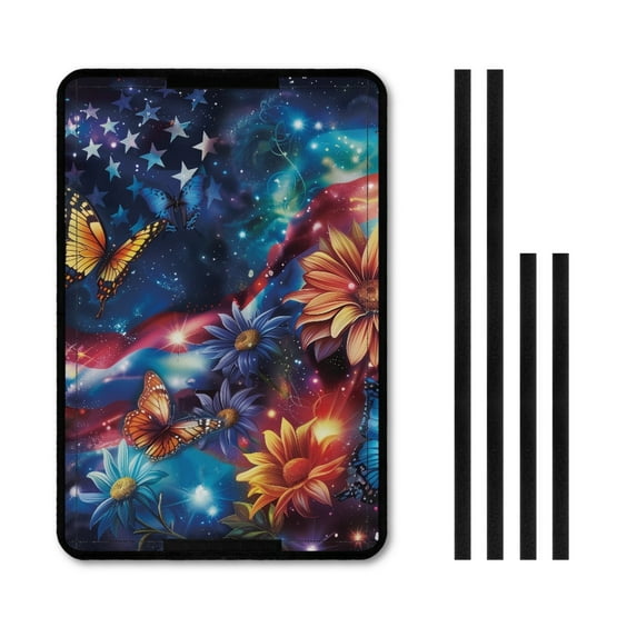 Yuyamidu Butterfly RV Door Window Cover Sunflower RV Skylight Sun Shade UV Ray Protection American Flag Travel Trailer RV Camping Accessories with Hook and Loop