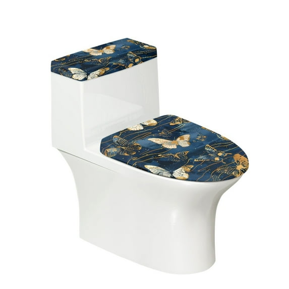 Yuyamidu Butterfly Tank Lid Cover Set of 2 Blue Marble Print Toilet Tank Cover Decor Reusable Stretchable Toilet Protector Cover Fits Most Toilet Tanks and Lids