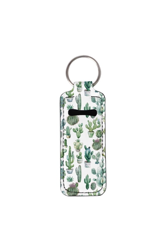 Cactus Chapstick Holder Keychain Decor Elastic Lip Balm Holster Keychain Holder Portable Lipstick Organizer Keychain for Women Lip Gloss Accessories, Green