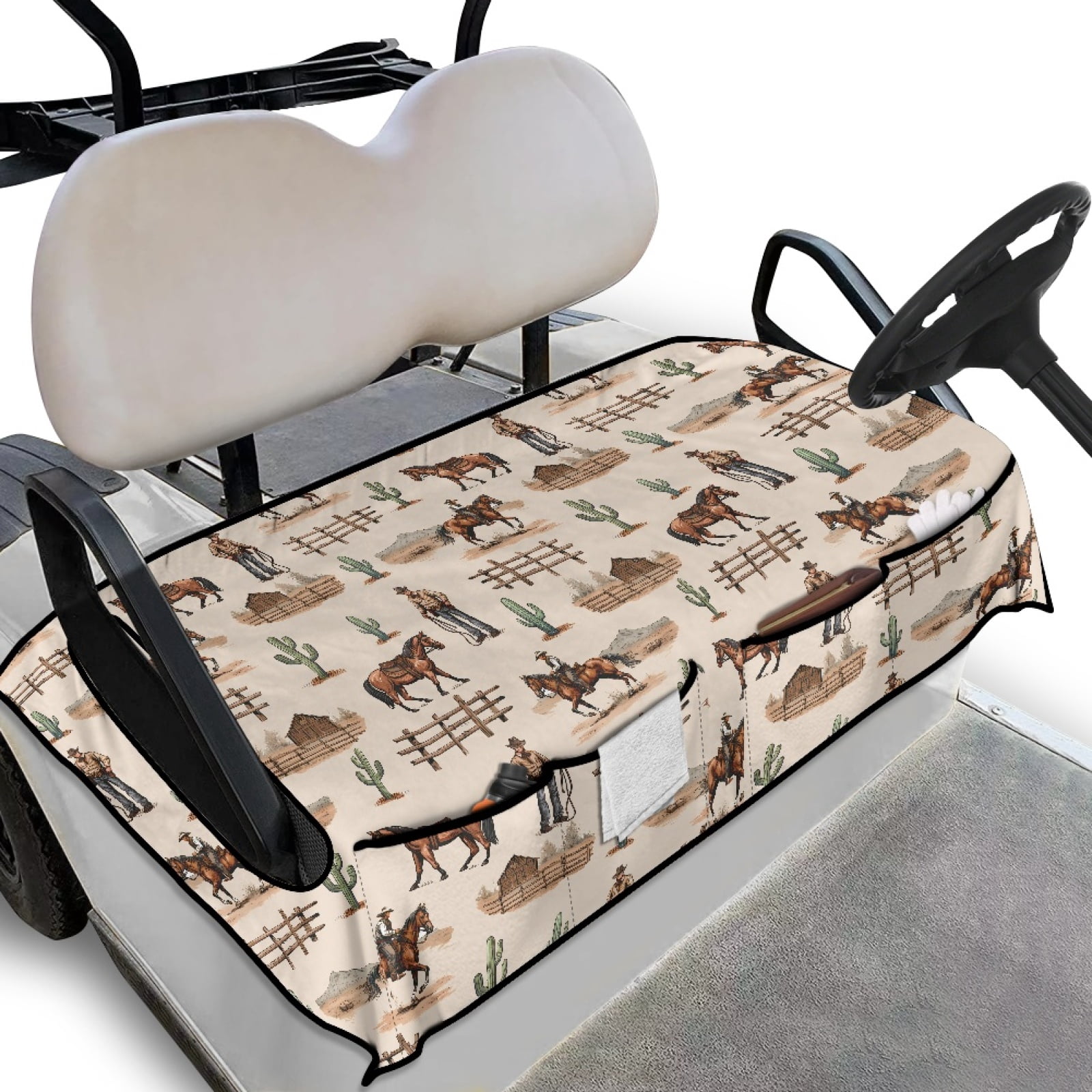 Yuyamidu Cowboy Golf Cart Seat Cover for 2-Person Seats Western
