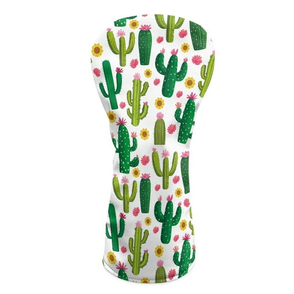 Yuyamidu Cactus Golf Club Head Cover for Driver Fairway Hybrid Women Men, Flowers Golf Club Cover Waterproof PU Leather Golf Accessory