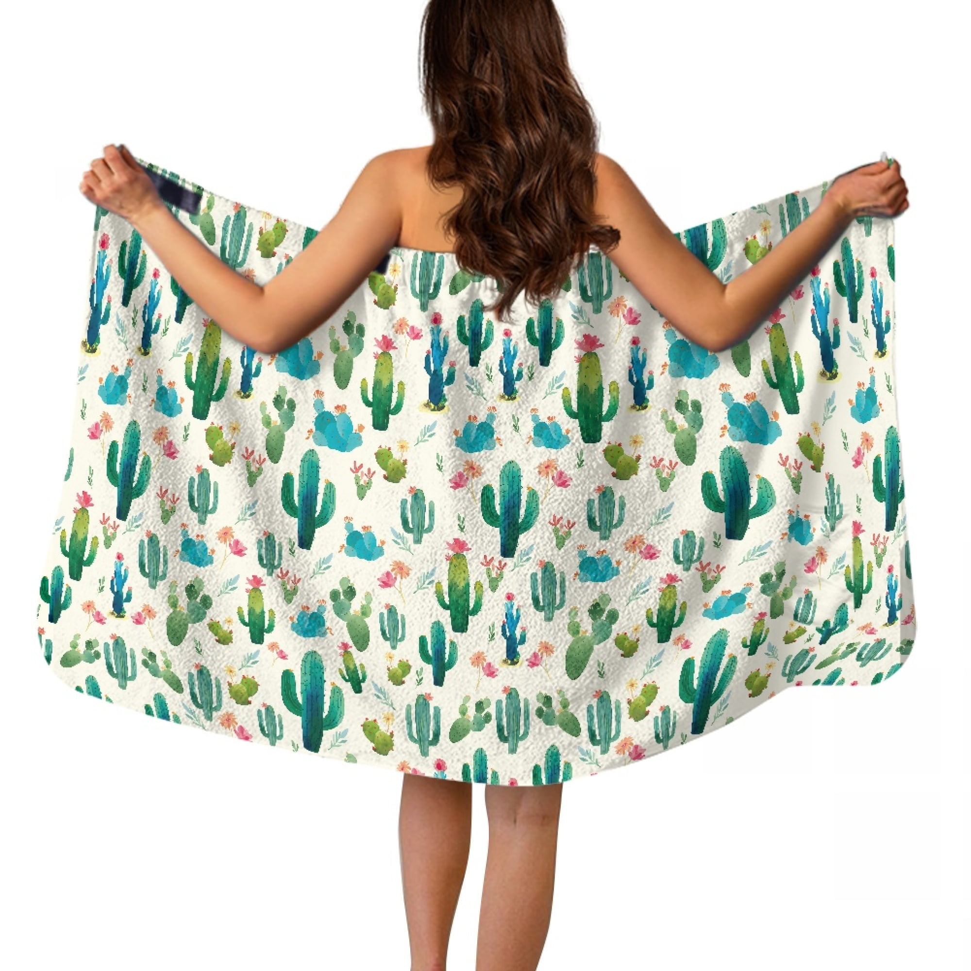 Yuyamidu Cactus Shower Wrap for Women Quick Dry Towel Wrap with Pocket ...