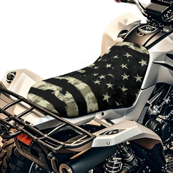 Yuyamidu Camo American Flag ATV Seat Cover, Waterproof Four-Wheeler Cover Fit All Season Weather Proof Outdoor UV Protection, Outdoor Seat Covers for Polaris Sportsman Rancher