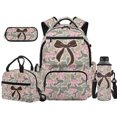 thumbnail image 1 of Yuyamidu Camo Bow Print 4Pcs 17 Inch School Backpack Set, Large Capacity Bookbag with Lunch Bag Pencil Case Bottle Sleeve, Lightweight Travel Daypack for Teens Girls Students, 1 of 7