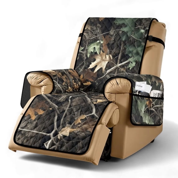 Yuyamidu Camo Electric Recliner Chair Covers Hunting Branch Recliner Chair Slipcover with Elastic Straps Easy to Install Single-Seater Sofa Slipcovers Gift for Holiday