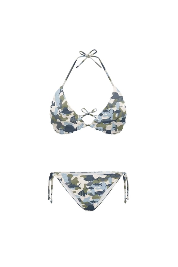 Camo Fishing Womens Swimsuits 2 Piece Bathing Suit Thong Bikini Triangle Swimsuits 2 Piece String High Cut Cheeky Bathing Suits Woman M