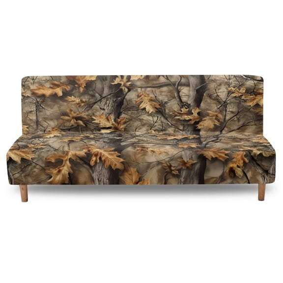Yuyamidu Camo Futon Cover Armless Sofa Covers Hunting Branch Futon Mattress Cover with Elastic Edge Easy to Install Sofa Bed Slipcover Protector Gift for Friends