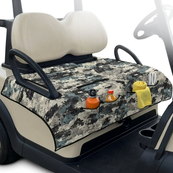 Yuyamidu Camo Golf Cart Seat Cover with 4 Front Pockets Camouflage Golf Cart Seat Blanket Portable Club Car Seat Towel for Travel Sports Golf Cart Accessory