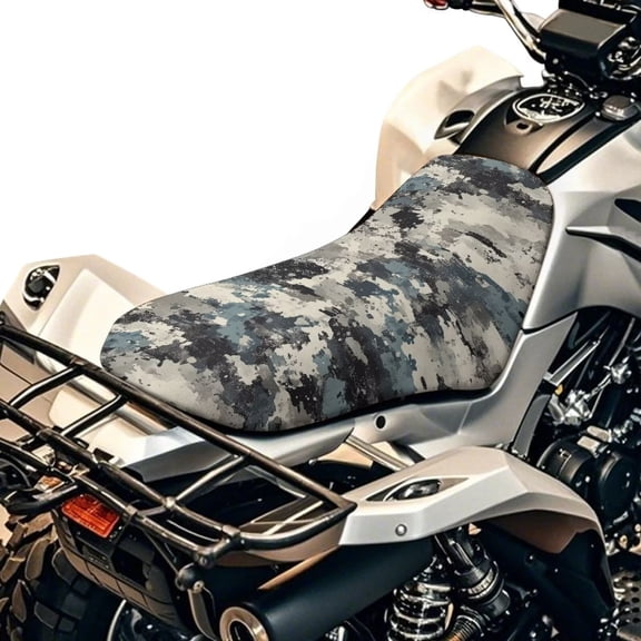 Yuyamidu Camo Gray ATV Seat Cover Protector Four-Wheeler Seat Wraps Non-Slip Waterproof Compatible with Polaris Sportsman Polaris Scrambler Honda Rancher