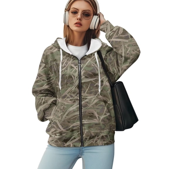 Yuyamidu Camo Hoodie Womens Lightweight Jackets Oversized Sweatshirt for Women Zip Up Hoodies Plus Size Long Sleeve Sweat Shirt with Pockets 2XL