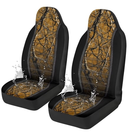 Yuyamidu Camo Hunting Auto Seat Covers for Front Seats Only 2 PCS Set Wood Auto Bucket Seat Cover Universal Car Interior Accessories