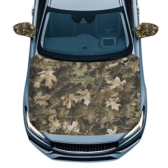 Yuyamidu Camo Hunting Car Hood Cover Wrap Wood Auto Side View Mirror Covers 3 Pack Car Front Hood Cover Universal Rear View Mirror Accessories Auto Exterior Decoration for Car Sedan