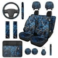 thumbnail image 1 of Yuyamidu Camo Hunting Car Seat Covers Full Set of 14 Blue Wood Steering Wheel Cover Armrest Box Mat Seatbelt Pad Headrest Covers Coasters Keychain Fit for SUV Van Truck Sedan, 1 of 7