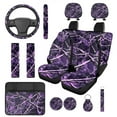 thumbnail image 1 of Yuyamidu Camo Hunting Car Seat Covers and Steering Wheel Cover Safe Belt Pads Center Console Cover Purple Wood Head Rest Covers Coasters Keychains Car Accessories Set of 14, 1 of 7