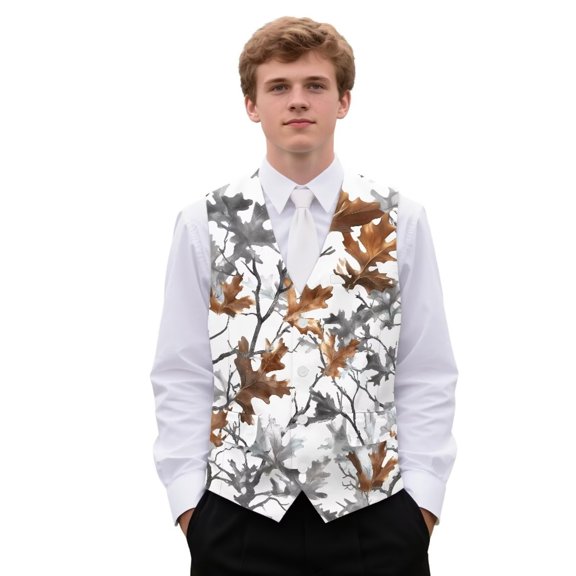 Yuyamidu Camo Hunting Men's Suit Vest Slim Fit Business Formal V-neck Waistcoat Size 4XL Wood Casual Dress for Wedding Party Tuxedo