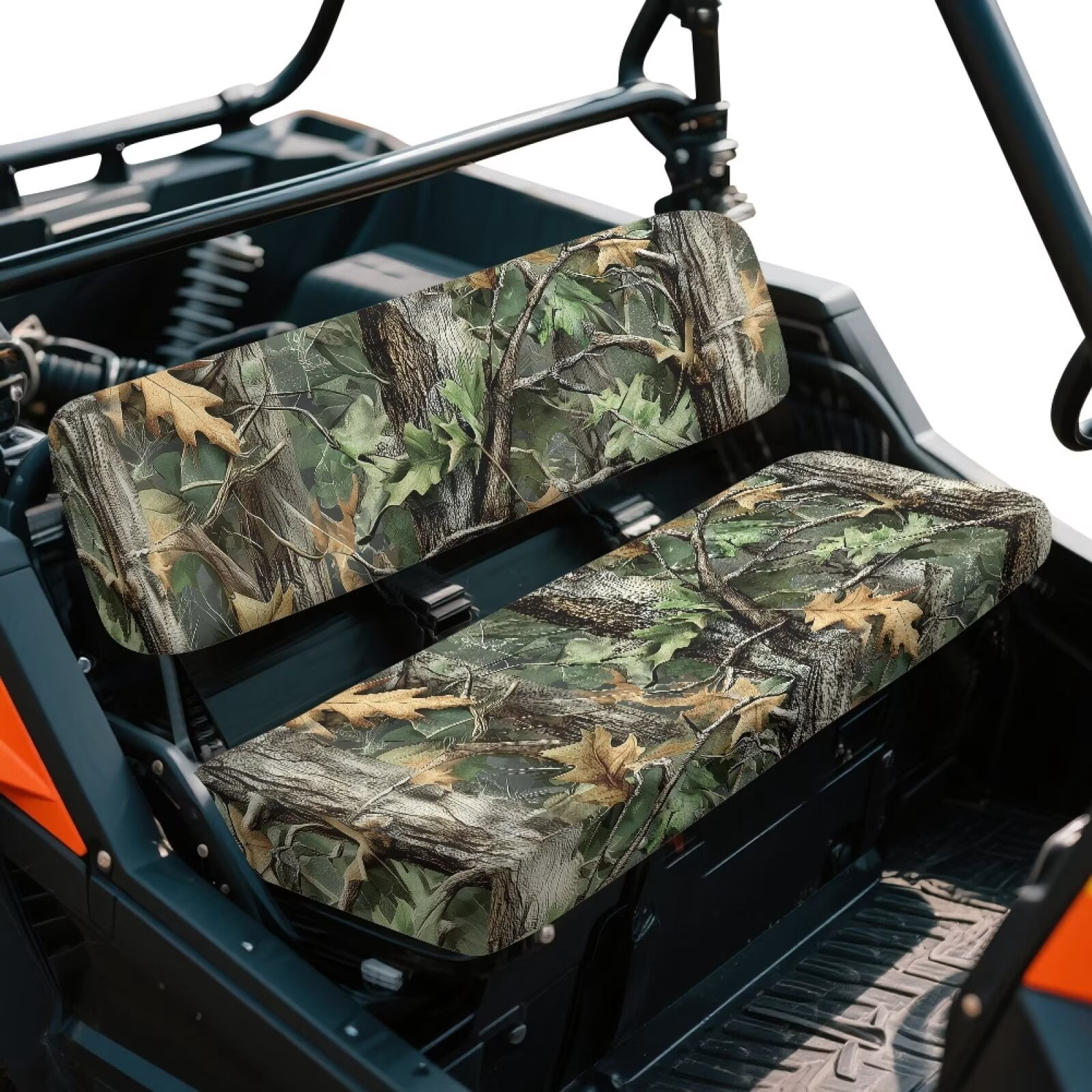 Yuyamidu Camo Hunting UTV Seat Cover Green Wood Mule Bench Seat Cover All-Weather Protection UTV Seat Accessories for Kawasaki Mule 2009-2024 4000 4010/2001-2018 3000 3010