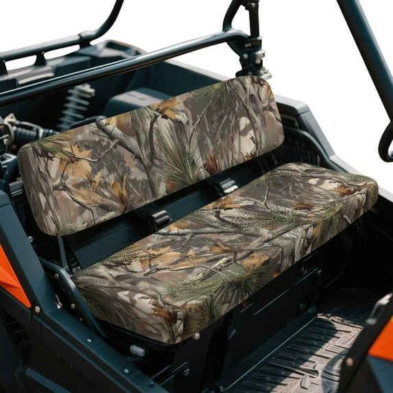 Yuyamidu Camo Hunting Wood UTV Seat Cover Dustproof Mule Bench Seat Cover Elastic Edging UTV Accessories Compatible with Kawasaki Mule 3000 3010 3020 4000 4010 2001-2023 2025