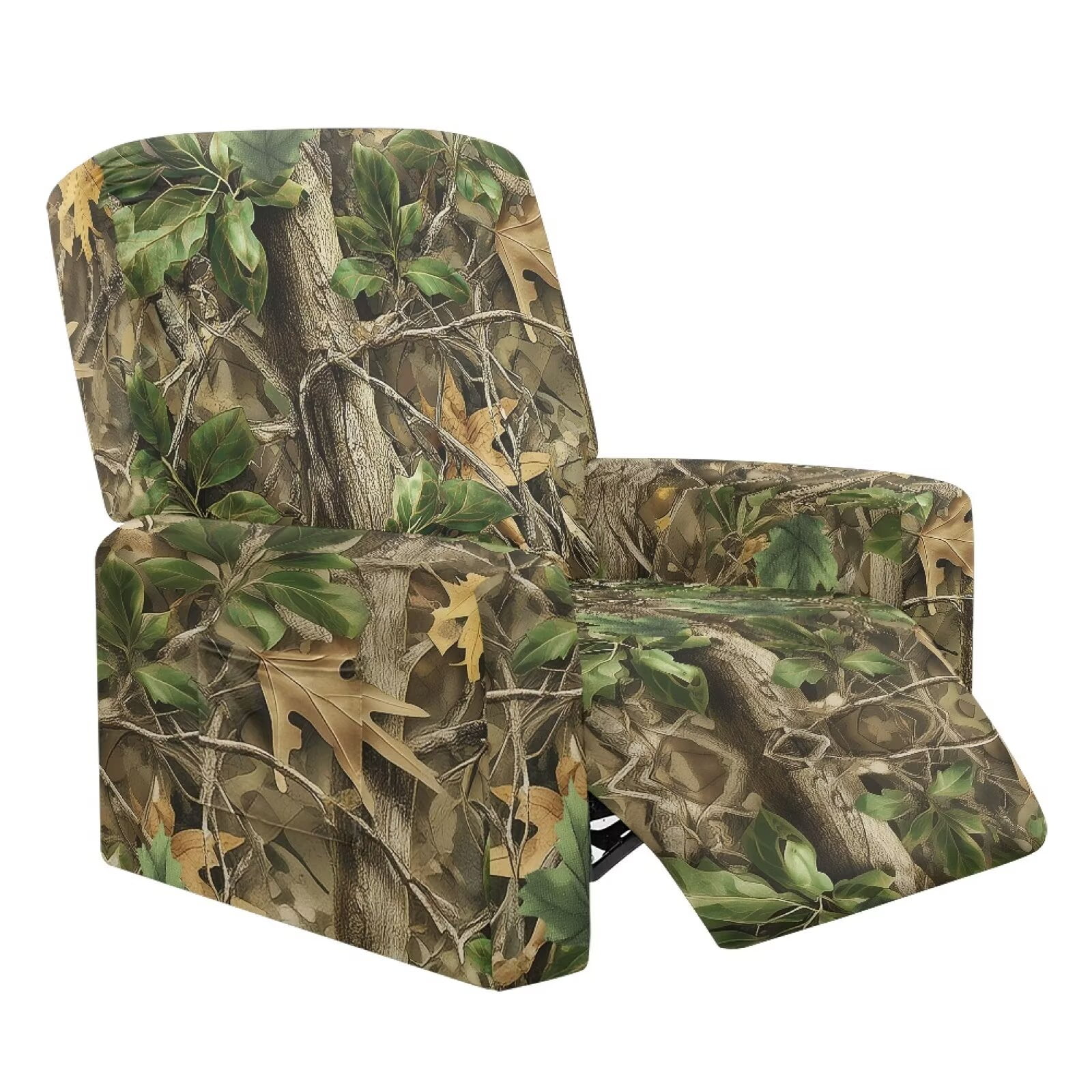 Yuyamidu Camo Reclining Chair Covers 4 Pieces Hunting Recliner Sofa Slipcovers with Pocket Easy to Install Single-Seater Sofa Slipcovers 4 Pieces Soft Furniture Protector