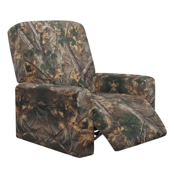 Yuyamidu Camo Reclining Chair Covers 4 Pieces Hunting Stretch Recliner Couch Protector with Pockets Easy to Install Single-Seater Sofa Slipcovers 4 Pieces Gift for Friends