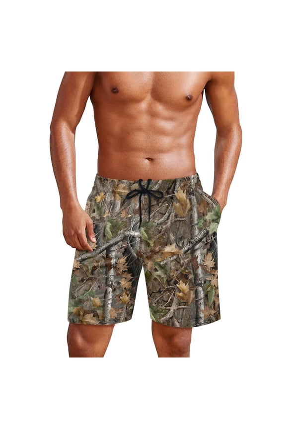 Camo Swim Trunks for Men Buthing Suit Quick Dry Board Shorts with Pockets Lightweight Swimwear Bathing Suits for Pool Surf Summer Vacation Man S