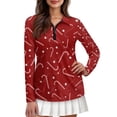 thumbnail image 1 of Yuyamidu Candy Canes Long Sleeve Athletic Shirts for Women Size 2XL Red Christmas Zip Up Golf Tennis Hiking Shirt Cute Active Workout Tops for Sport, 1 of 8