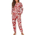 thumbnail image 1 of Yuyamidu Candy Canes Pjs for Women Set 2 Pieces Christmas Pajama Tops with Long Sweatpants Size XL Red Casual Long Sleeve Sleepwear Comfy Home Wear with Drawstring, 1 of 7