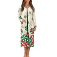 thumbnail image 1 of Yuyamidu Candy Long Sleeve Robes for Women with Zipper Bathrobe Snowflake Spa Robe Christmas Crewneck Nightgown Soft Ladies Sleep Dresses Fall Winter Mid Calf Length Loungewear Size 4XL, 1 of 7