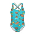 thumbnail image 1 of Yuyamidu Capyabra Girls One Piece Swimsuit with Crossback Strap Summer Quick Dry Bathing Suit Sleeveless Crewneck Beach Swimwear Cute Cartoon Swimming Suits, 1 of 7