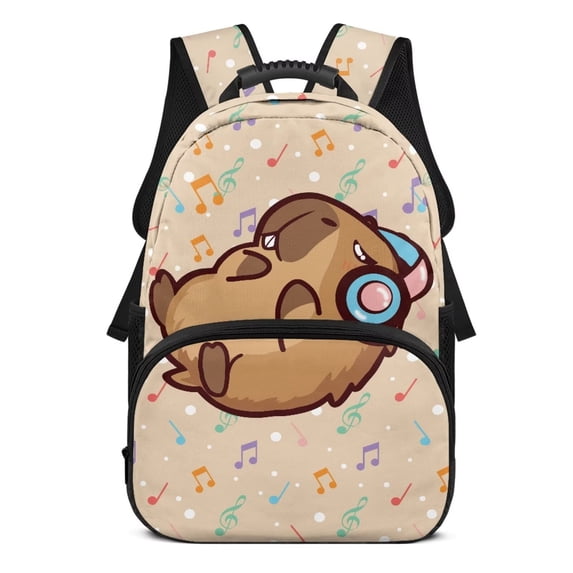 Yuyamidu Capybara Backpack for Girls Boys 6-8 Music Note Bookbag for Kids Primary School Bag Children Book Bag Elementary School Backpacks School Supplies