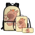 thumbnail image 1 of Yuyamidu Capybara Backpack School Set 3Pcs with Lunch Box Pencil Case Sports Bookbag Back Pack Lightweight Casual Daypacks for Elementary Primary Middle School, 1 of 7