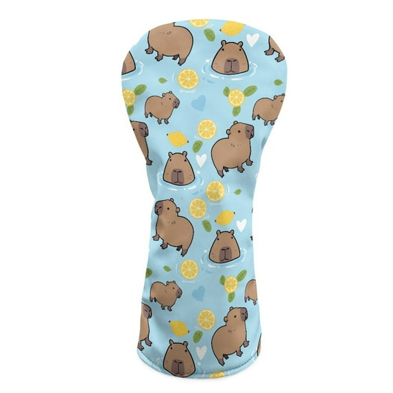 Yuyamidu Capybara Golf Club Covers Driver Headcover Hybrid Headcover Fairway Wood Head Covers Lemon Golf Headcovers PU Leather Golf Headcovers for Golf Clubs Women Golfer, Blue