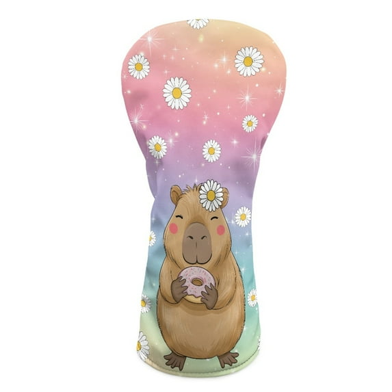 Yuyamidu Capybara Golf Club Head Covers for Women Daisy Driver Fairway Wood Hybrid Golf Head Cover, Waterproof PU Leather
