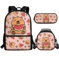 thumbnail image 1 of Yuyamidu Capybara Kids Backpack Set 3 in 1, 17 Inch School Backpack with Lunch Bag and Pencil Case, Large Capacity Bookbag for Boys Girls, Elementary Middle School, 1 of 7
