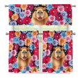 thumbnail image 1 of Yuyamidu Capybara Kitchen Curtain Valance and Tiers 3 Panel Set Cute Bathroom Window Curtain with Rod Pocket Polyester Privacy Curtains Tiers for Windows Gift for Friends, 1 of 5
