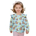 thumbnail image 1 of Yuyamidu Capybara Sweatshirt for Girls Size 7-8 Light Blue Crewneck Graphic Sweatshirt Y2K Ruffle Shoulder Tops Soft Lightweight Everyday Clothes Workout Pullover Playwear, 1 of 8